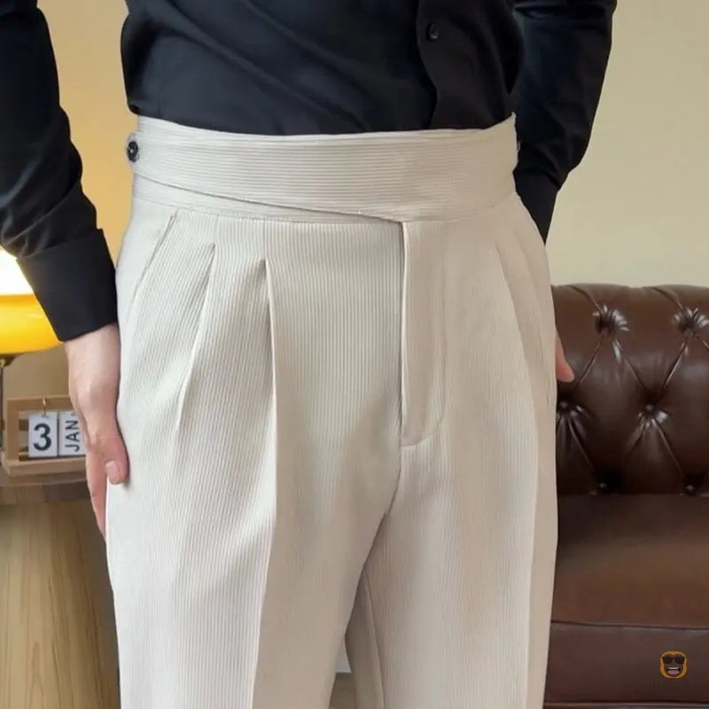 Men Casual Suit Pants High-waist Formal Dress Trousers - Buyseekr