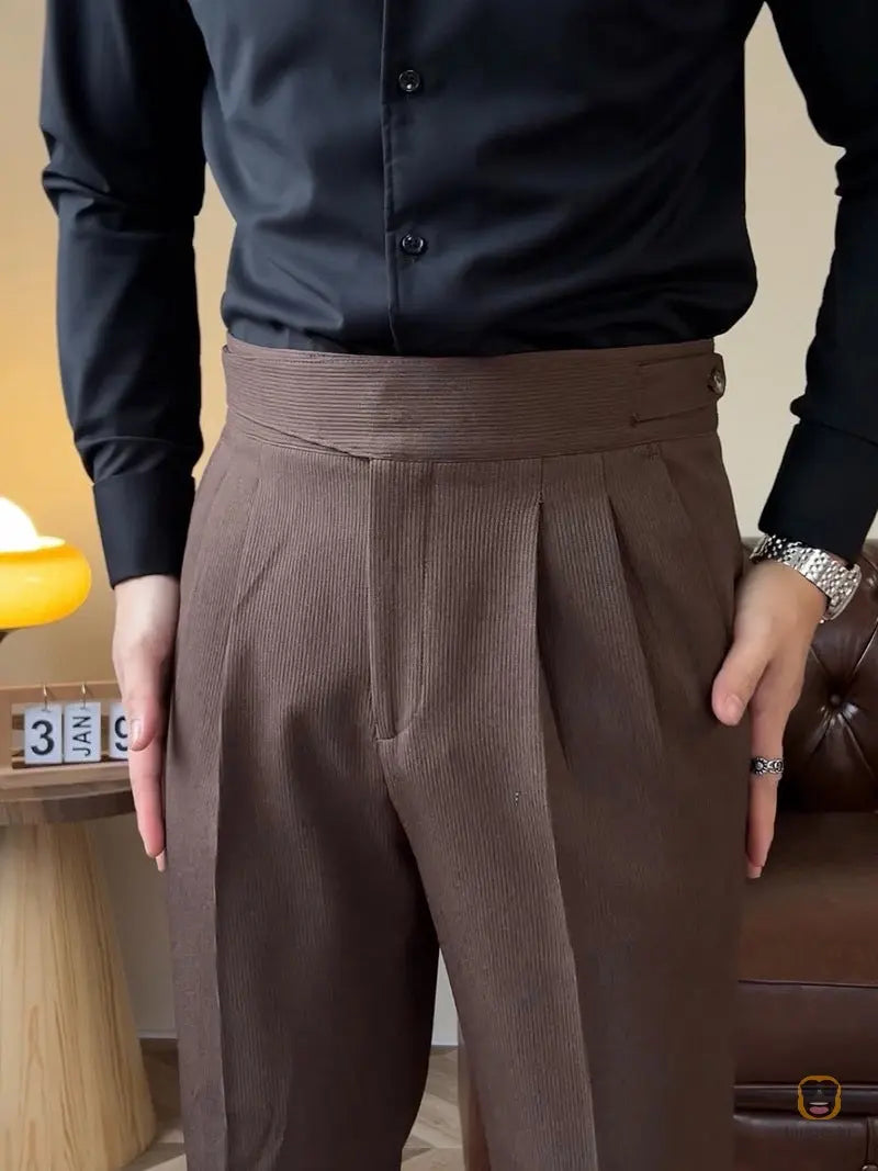 Men Casual Suit Pants High-waist Formal Dress Trousers - Buyseekr