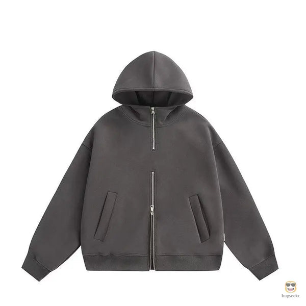 Spring double zipper hooded sweatshirt, suitable for men and women - Buyseekr