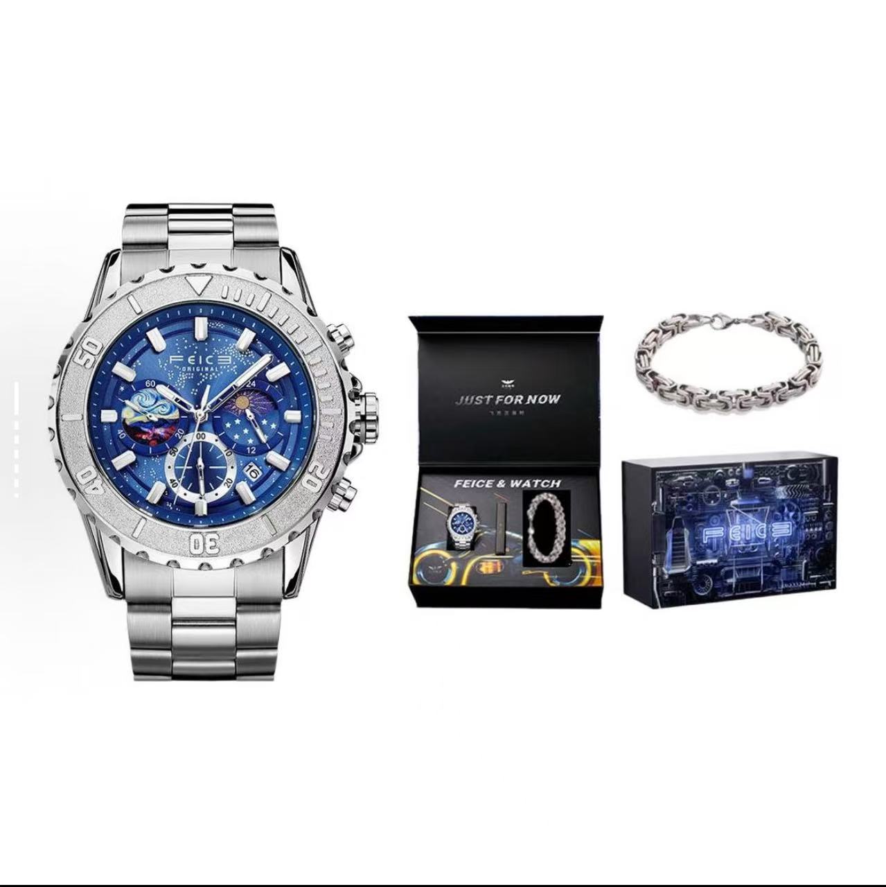Luminous Quartz Watch – Galaxy-Inspired Night Glow Timepiece for Men