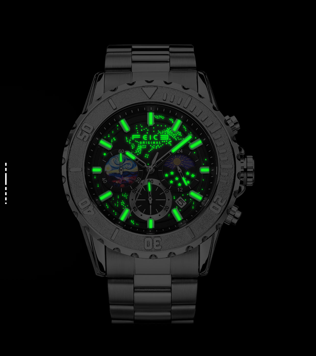 Luminous Quartz Watch – Galaxy-Inspired Night Glow Timepiece for Men