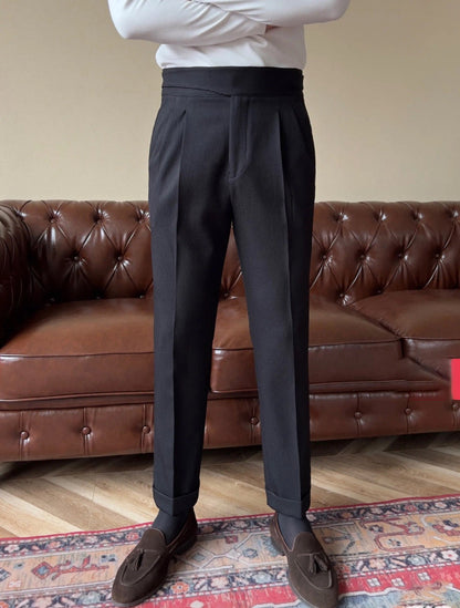 Men Casual Suit Pants  High-waist Formal Dress Trousers