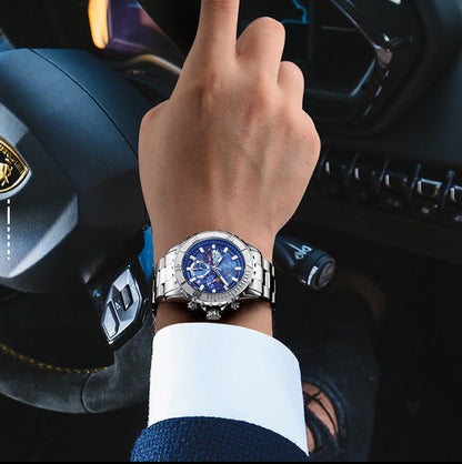 Luminous Quartz Watch – Galaxy-Inspired Night Glow Timepiece for Men