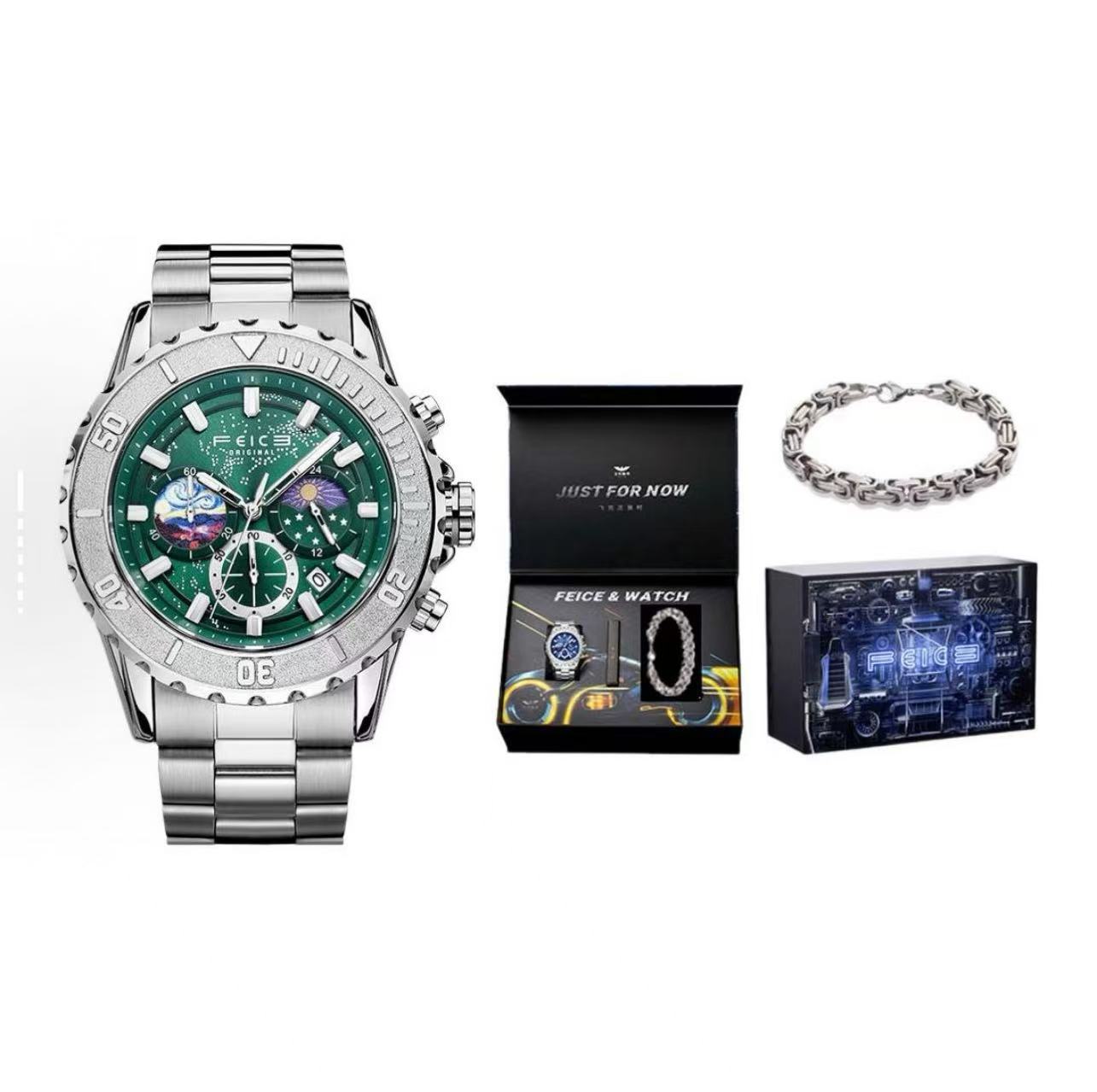 Luminous Quartz Watch – Galaxy-Inspired Night Glow Timepiece for Men