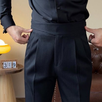 Men Casual Suit Pants  High-waist Formal Dress Trousers