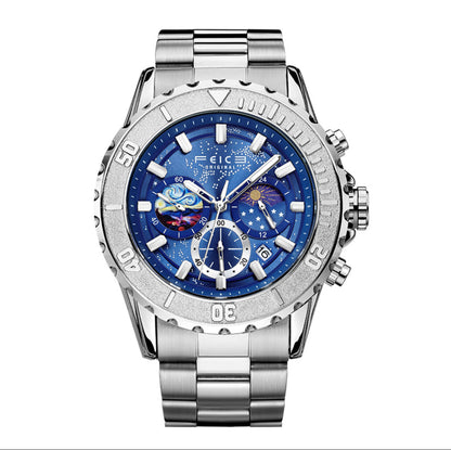 Luminous Quartz Watch – Galaxy-Inspired Night Glow Timepiece for Men